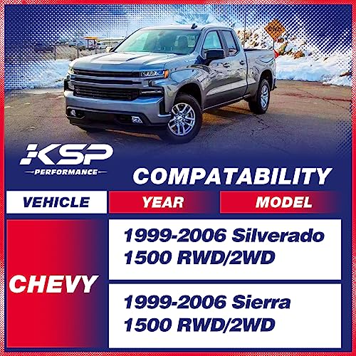 Image of KSP 4 inch-6 inch Shock Extenders Fit Silverado Sierra 1500, Shock Extension Kit for 1999-2006 Chevy Silverado GMC Sierra 1500 All Cabs, Rear Lowering Shock Mount Drop Shock Brackets