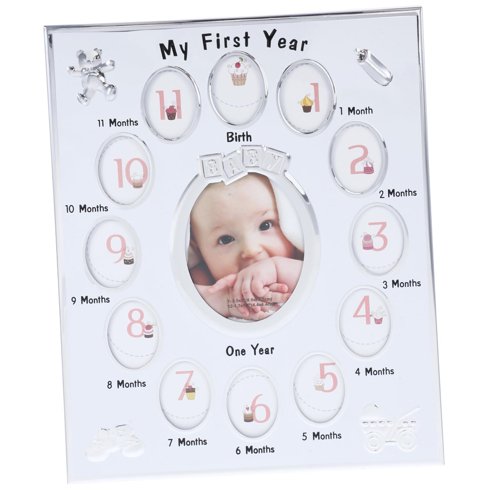 Gogogmee 1Pc Growth Record Photo Frame Months Milestone Display Rack for Newborn Pictures White Keepsake for Birthday Memories and Nursery Decor