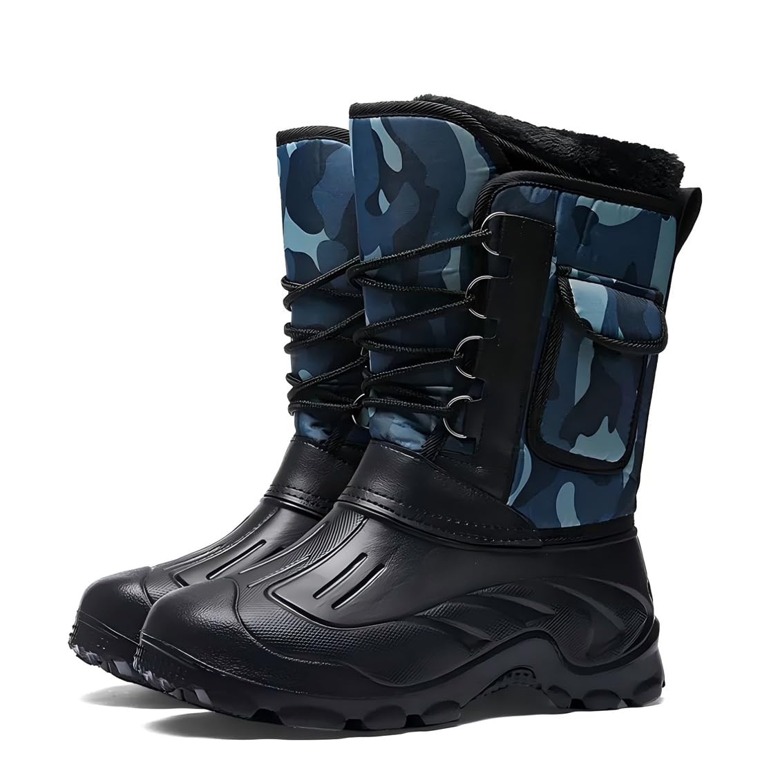 Harssidanzar Herren Winterstiefel für die Jagd Lang, extrem warm & wasserdicht mit EVA Zehenschutz und Seitentasche,RM029EU