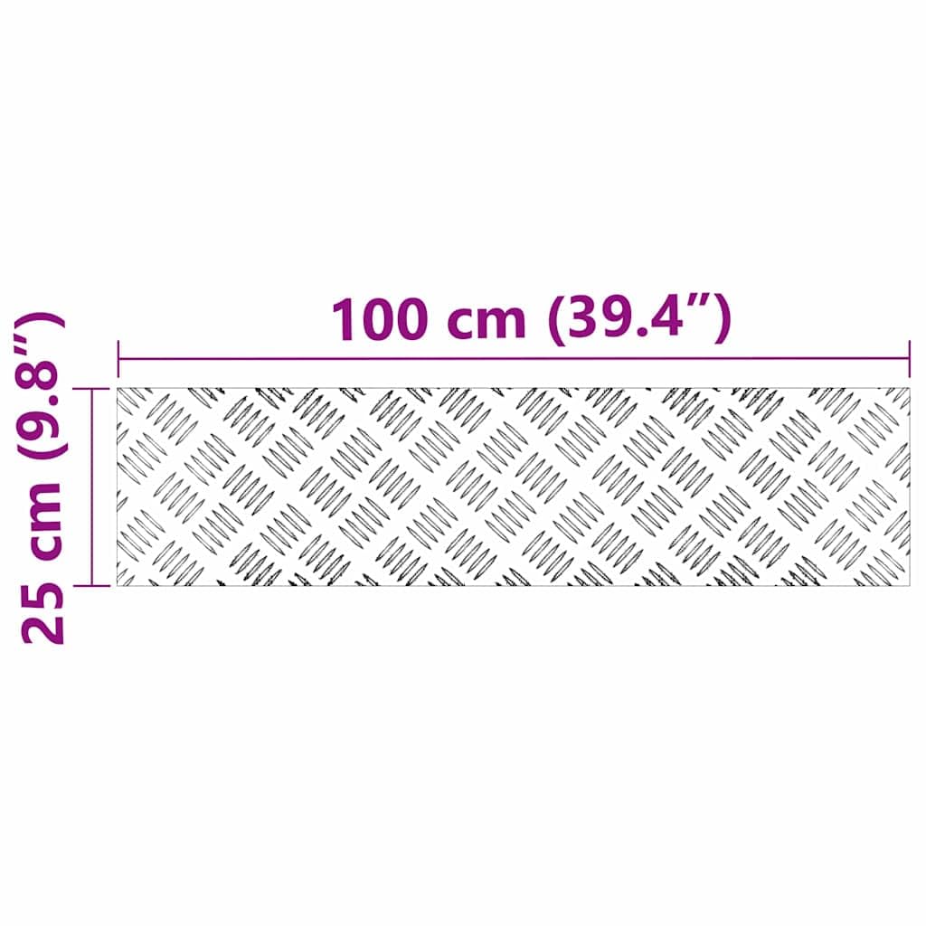 Set di 4 gradini per scale in alluminio, colore argento, 100 x 25 cm, design in lamiera striata, per interni ed esterni, sicurezza, antiscivolo, protezione durevole