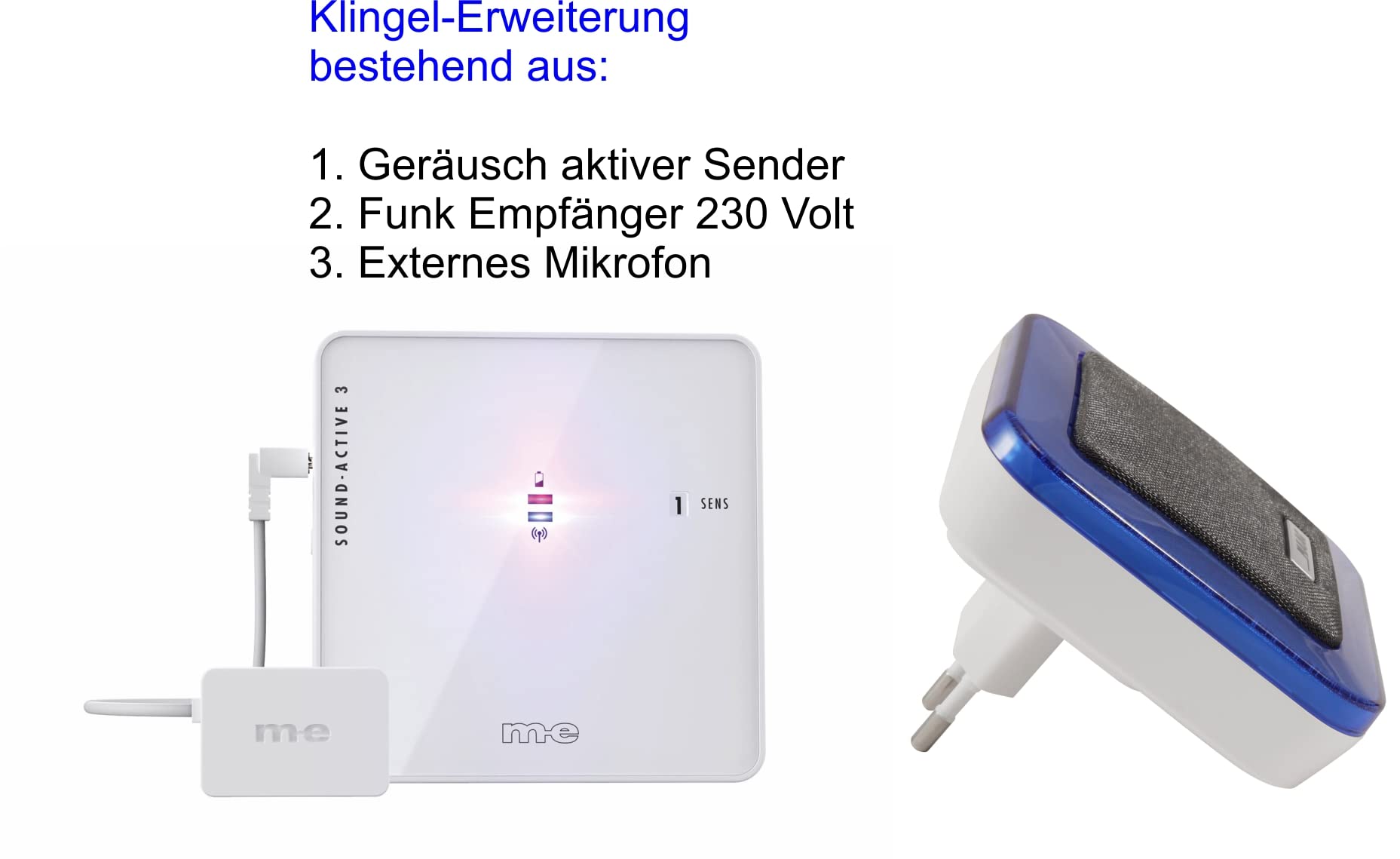 Klingelerweiterung per Funk mit Geräusch Sensor universal verwendbar ohne Installation