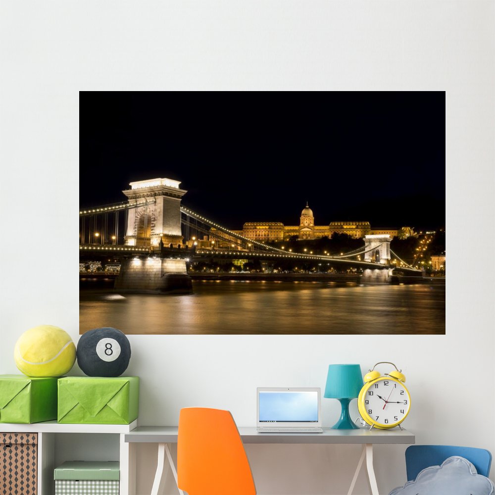Wallmonkeys WM360916 Chain Bridge and Buda Castle Peel and Stick Wall Decals (72 in W x 48 in H), Colossal