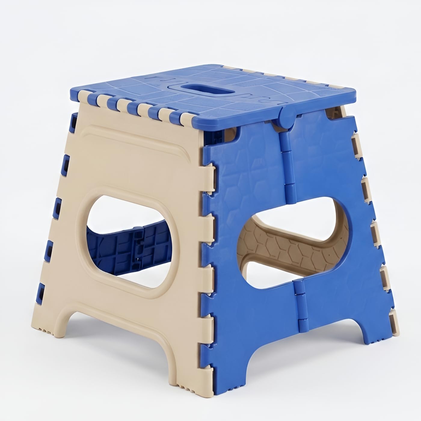 U-MAX 12 Inch Portable Folding Step Stool, Compact, Lightweight & Durable for Kitchen, Bathroom, Outdoor Use (Blue-Ivory)