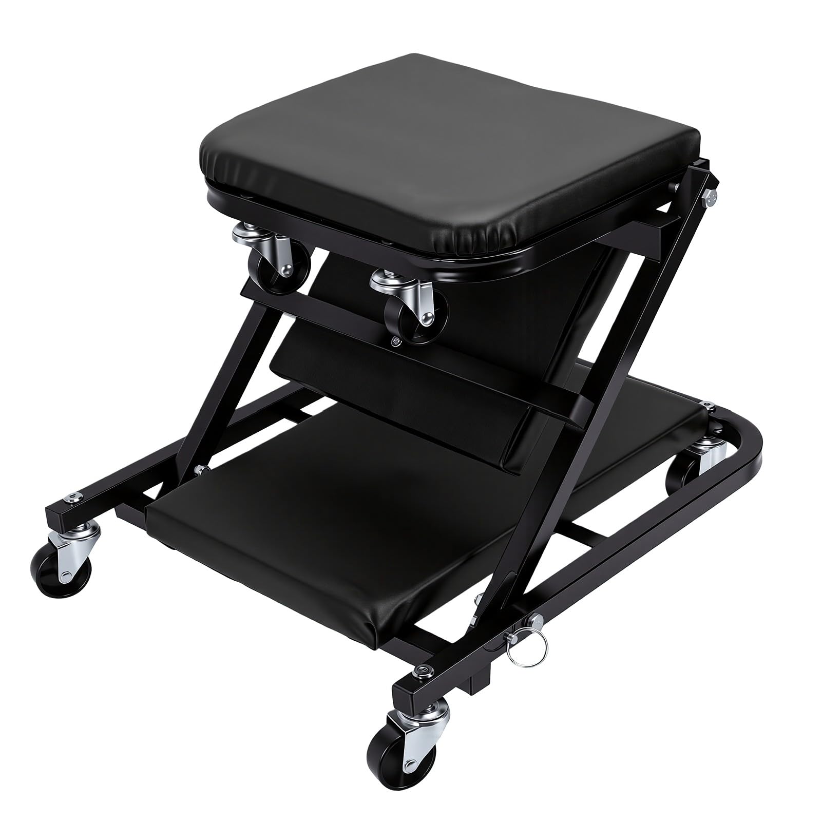 aqxreight Camilla Mecánica con Ruedas, Asiento Rodante Plegable de Perfil bajo 3 en 1 con 6 Ruedas Giratorias 360 Grados, for Reparación Debajo del Coche (Black)