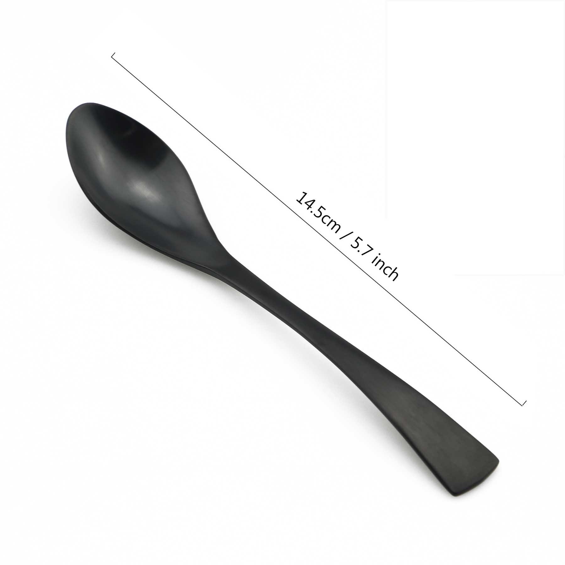 BRIIEC 6 Pieces Matte Black Teaspoon Set 18/10 Stainless Steel Spoon Set for Ice-cream, Tea, Coffee and More