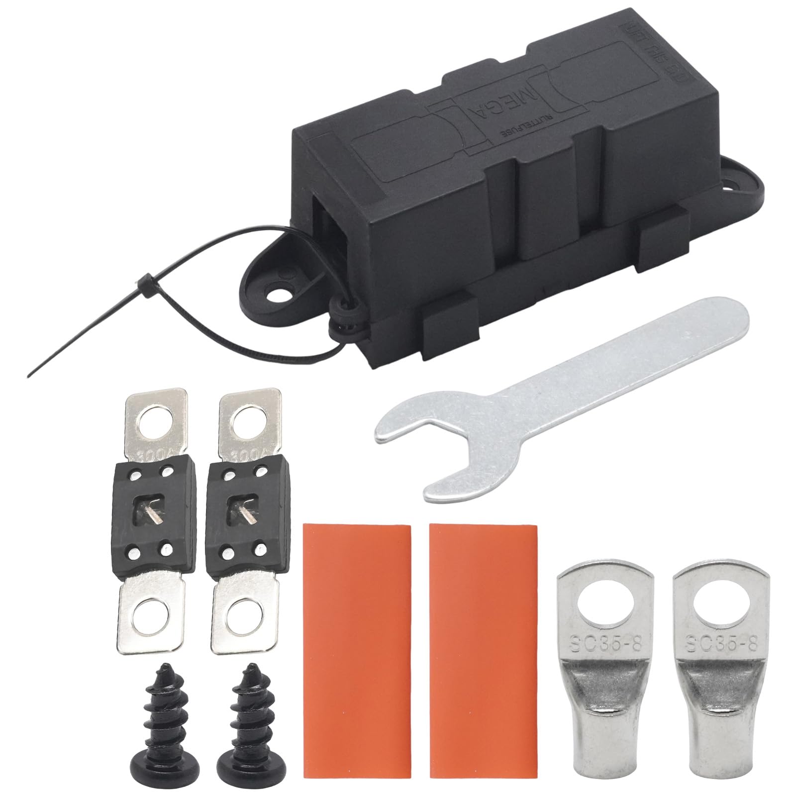 Ollanoos Mega ANM Fuse Holder with 300A Fuses, Complete Kit Including Terminals and Tools, Ideal for Car Van RV Trailer and Marine Applications