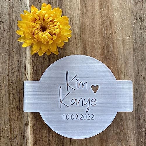 Hochzeit Name und Datum Fondant Personalisierte Präger Custom Cookie Keks Stempel Zuckerguss Schablone Kuchen Dekorieren Cupcake Dekoration