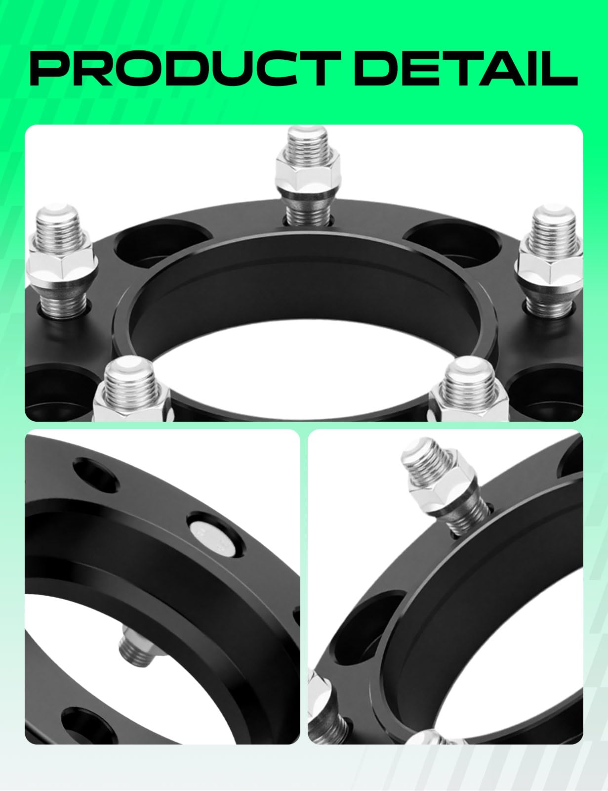 YHTAUTO 5x150mm Hub Centric Wheel Spacers 1 inch Fits Tundra 2007-2021, Sequoia 2008-2021, Land Cruiser 1998-2011 2013-2021, LX470, LX570 5 Lug Tire Spacers w/ M14x1.5 Studs, 110mm Hub Bore 2PCS Black