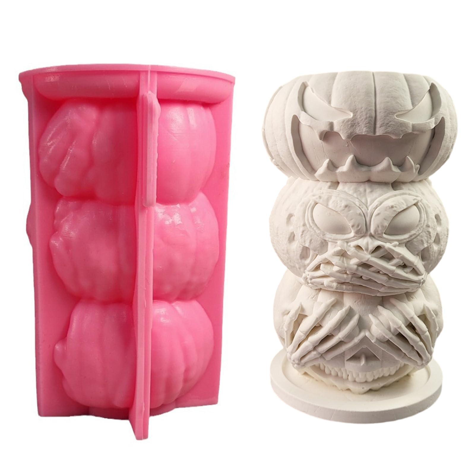 HUANGING Silicone Molds Halloween Holder Pumpkins Flower Pots Molds Plaster Epoxy Resin Craft Supplies Pumpkins Flower Pots Halloween Holder Silicone