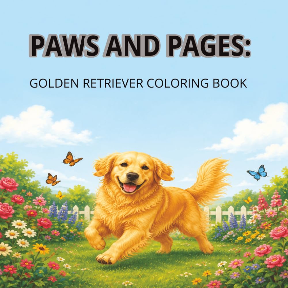 PAWS AND PAGES:: GOLDEN RETRIEVER COLORING BOOK