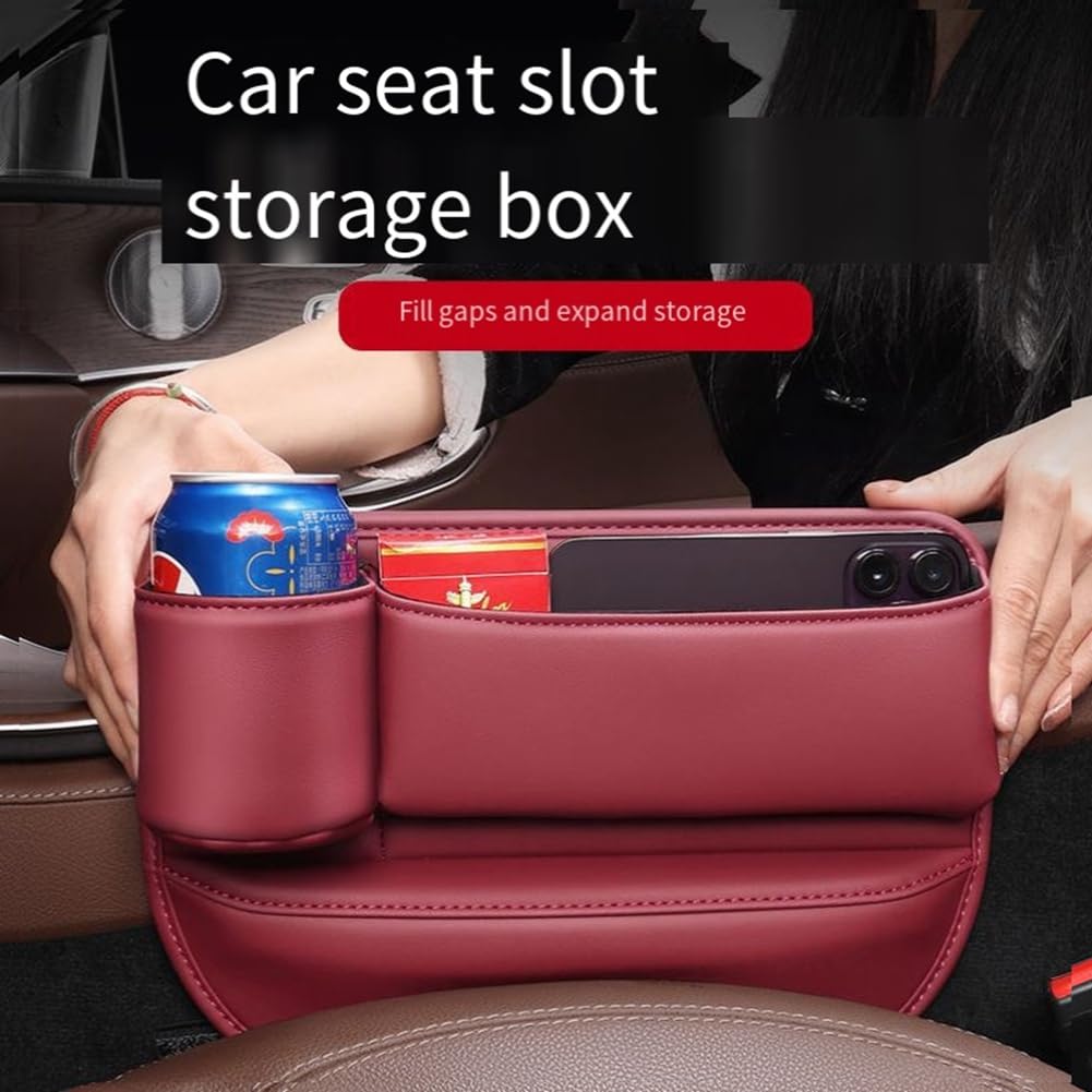Confezione Da 2 Organizer Auto In Pelle PU Con Portabicchieri - Riempitivo Per Spazio Sedile (Rosso)
