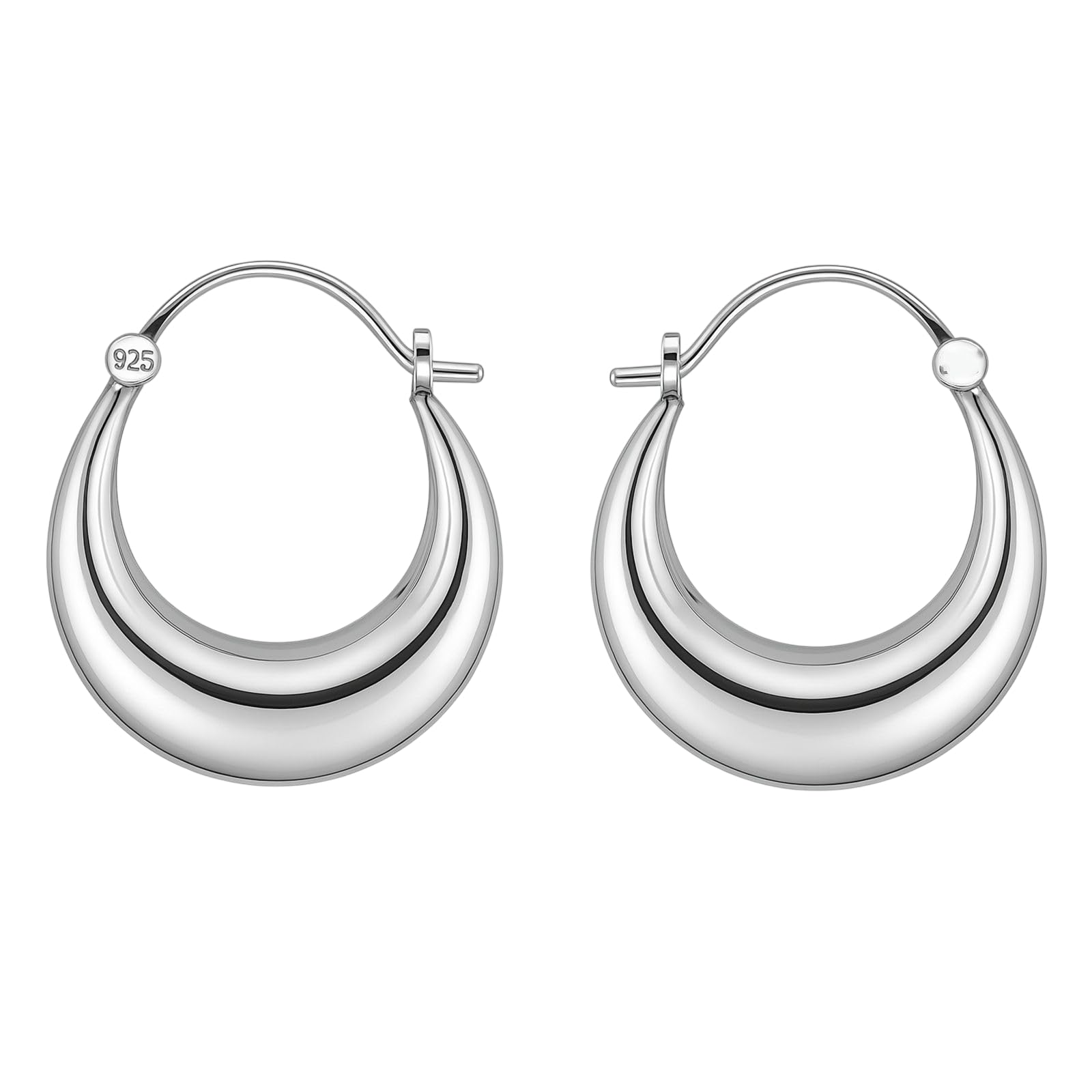Aros de Plata de Ley 925 y Oro Vermeil de 18K Hechos a Mano para Mujer, Diseño de Media Luna, Ligeros e Hipoalergénicos, Joyería Minimalista para Uso Diario y Regalo