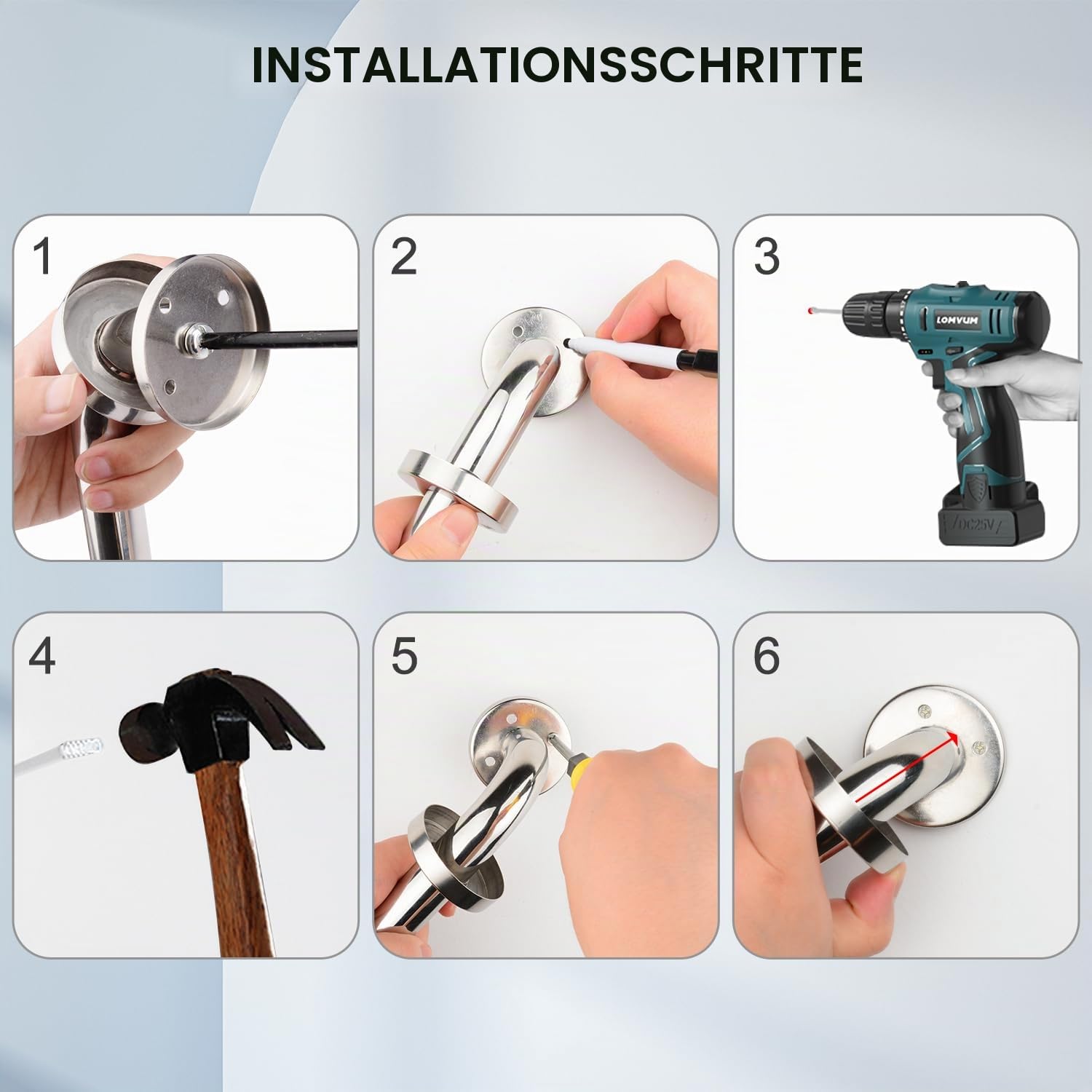 supregear Haltegriffe Für Senioren (2 Stück), 80 cm Edelstahl Sicherheits Balance Badewannengriff in Chrom für Badezimmer Toilette Küche Schlafzimmer, Verdeckte Schraube Wandmontage
