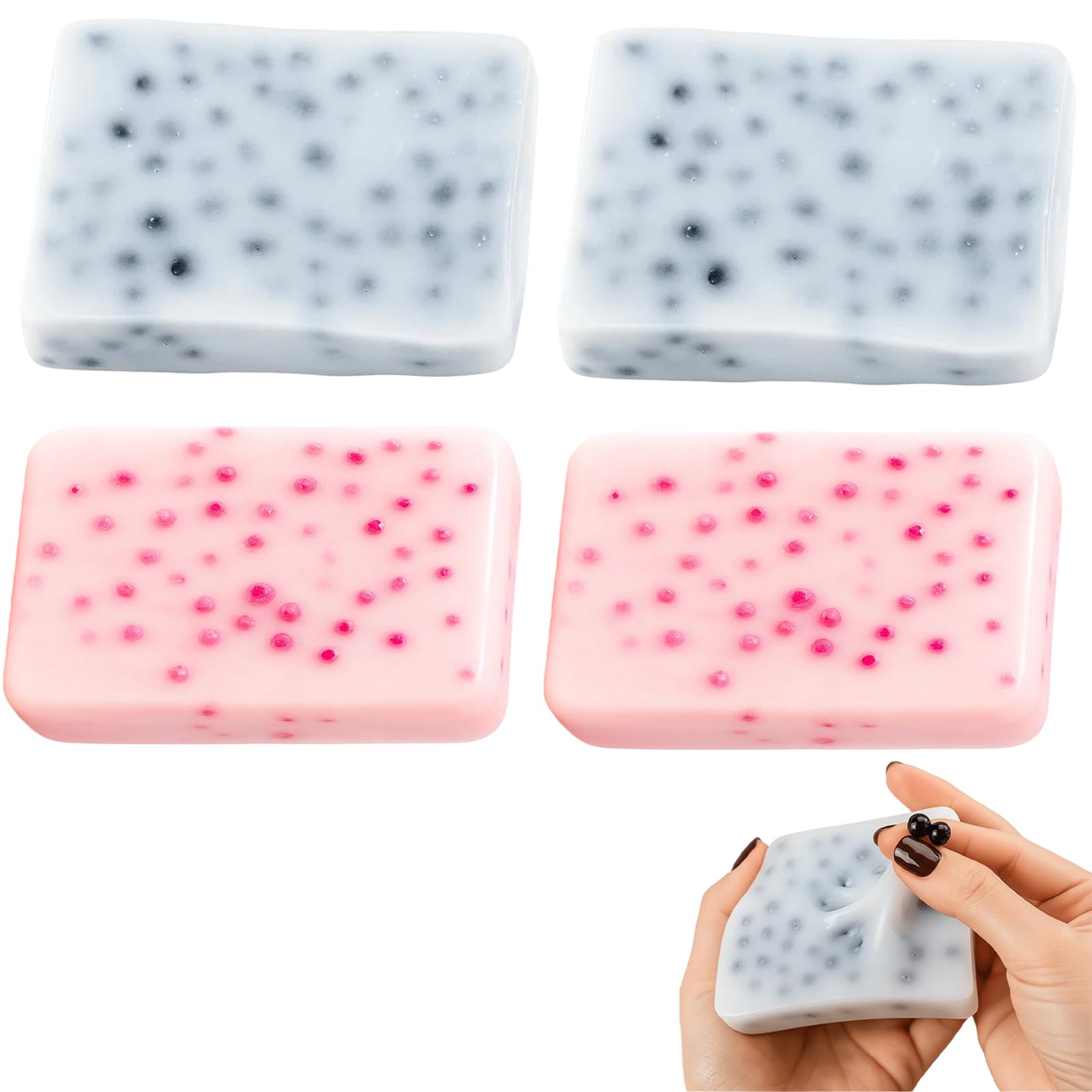Pimple Toy, 4 PCS Sensory Bubble Fidget Toys for Stress Relief Pimple Soft Fidget Toy Face Design with Tactile Bubbles