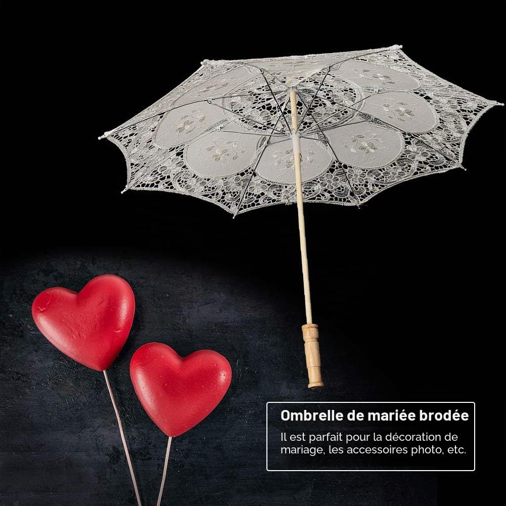 Atyhao Main Dentelle Fleur, Broderie Parasol, Mariage Photographie, Nuptiale Parapluie, Bagages Voyage, Équipement