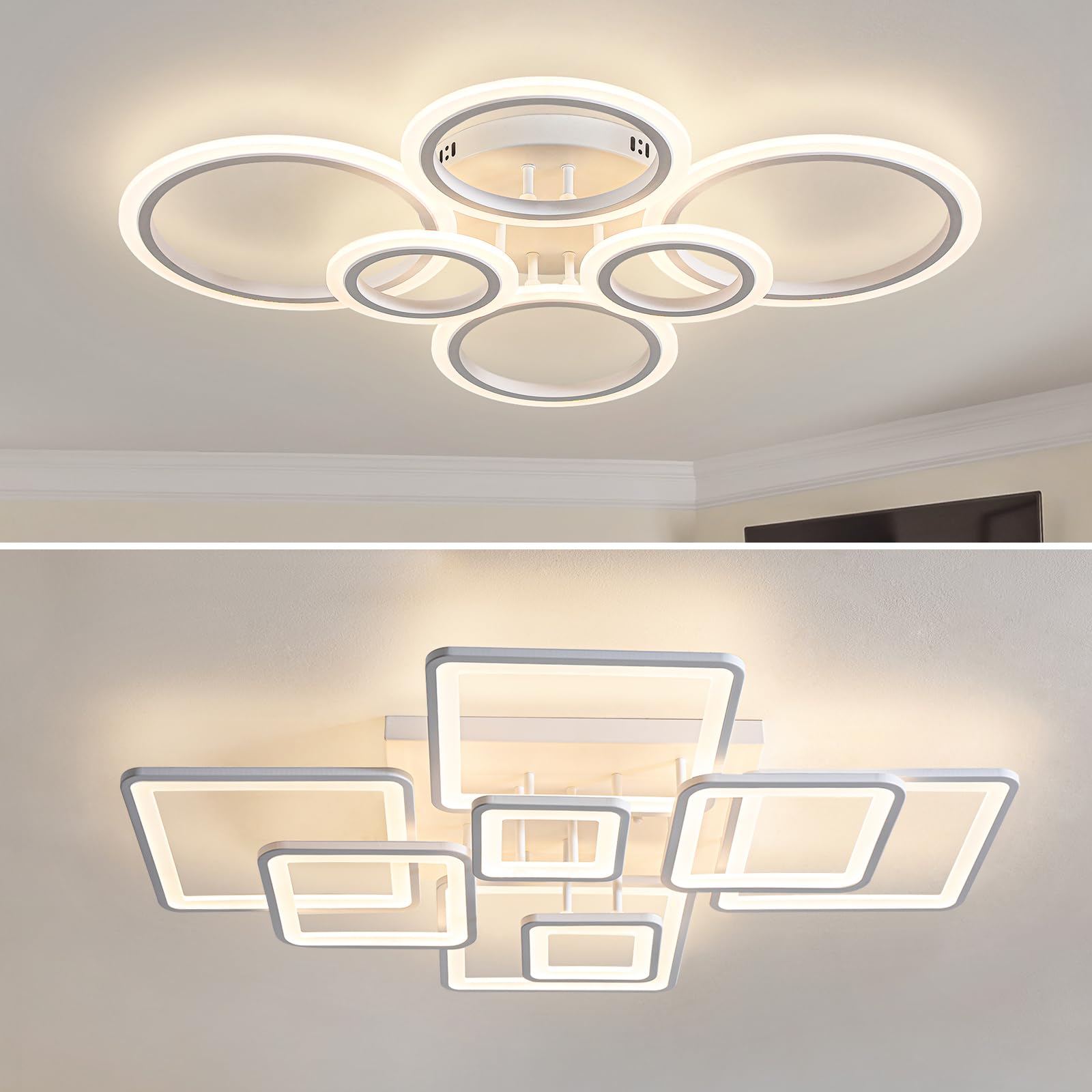 1pc 6 Rings Modern White Light Fixture Ceiling Mount with