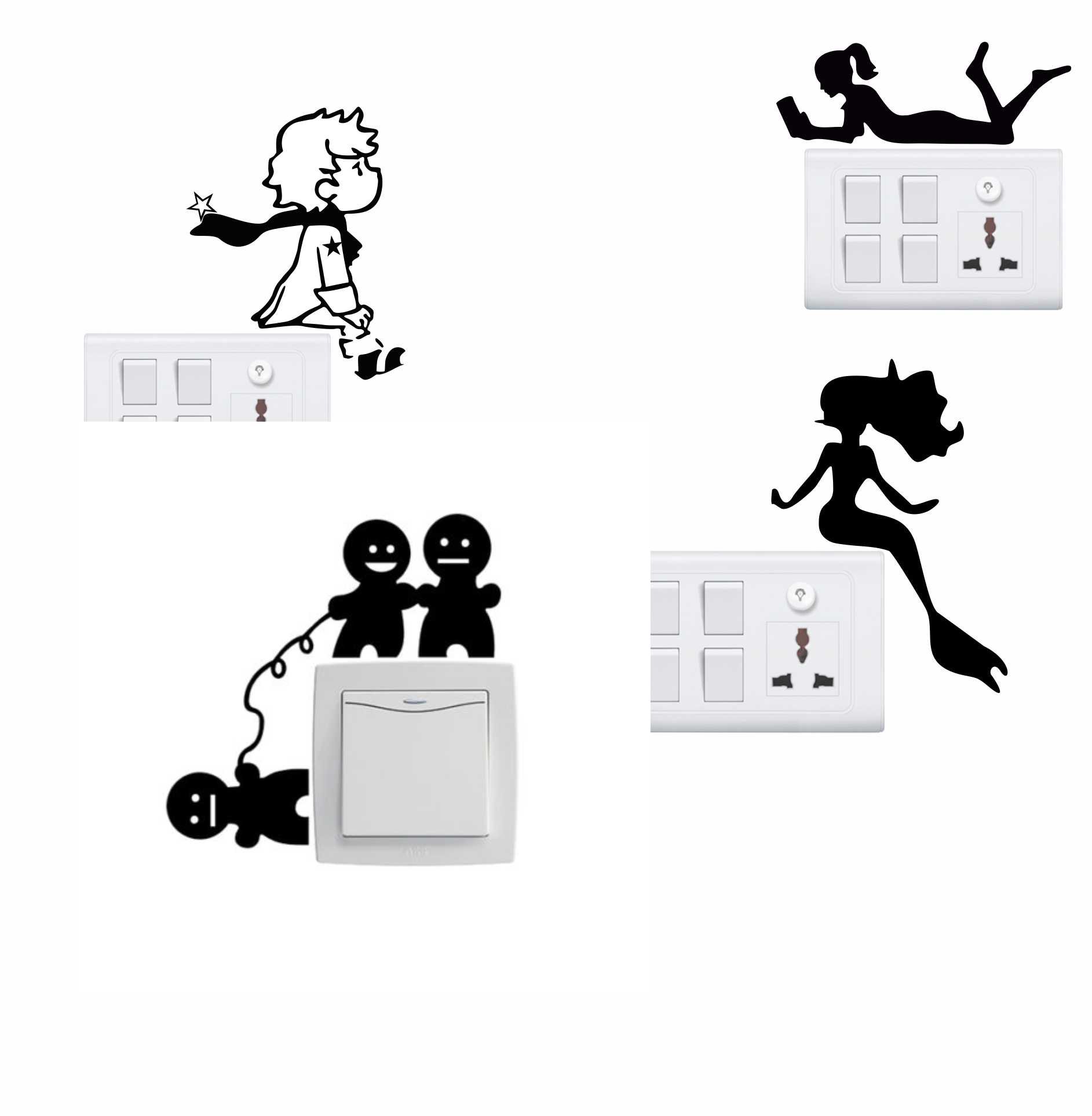 Wall Attraction Funny Wall Sticker Standard Pvc Vinyl Size - Height 23Cm X Width 23Cm (Set Of 4) Color - Multicolor