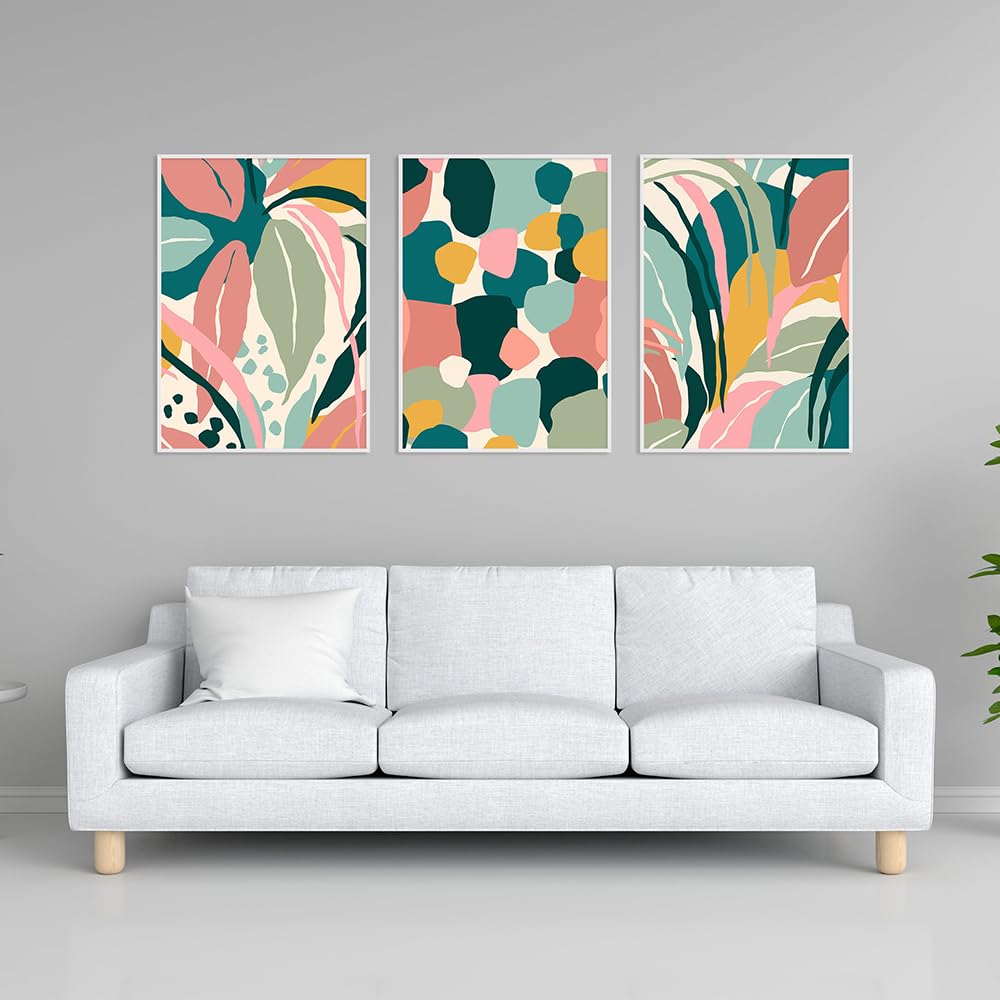 WBYZAC Wall Pictures-Nordic Abstract Wall Art Colorful Palm Leaf Plant Poster Canvas Painting Boho Tropical Botanical Jungle Kitchen Picture Decor Artwork-30 * 50cm*3PCS (No Frame)