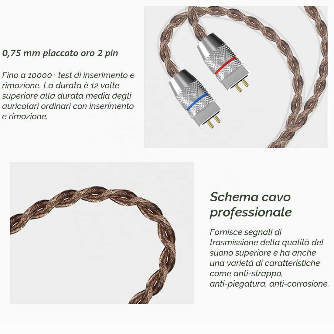 CCA C10 Auricolari In Ear con driver ibridi, cuffie stereo ad alta fedeltà, bassi potenti, design ergonomico e confortevole per sport, giochi, musica, spettacoli, palchi