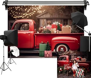 Kate 7x5ft/2.2x1.5m Red Car Backdrop Outdoor House Lights Computer Painted Fabric Background Photography Studio Props
