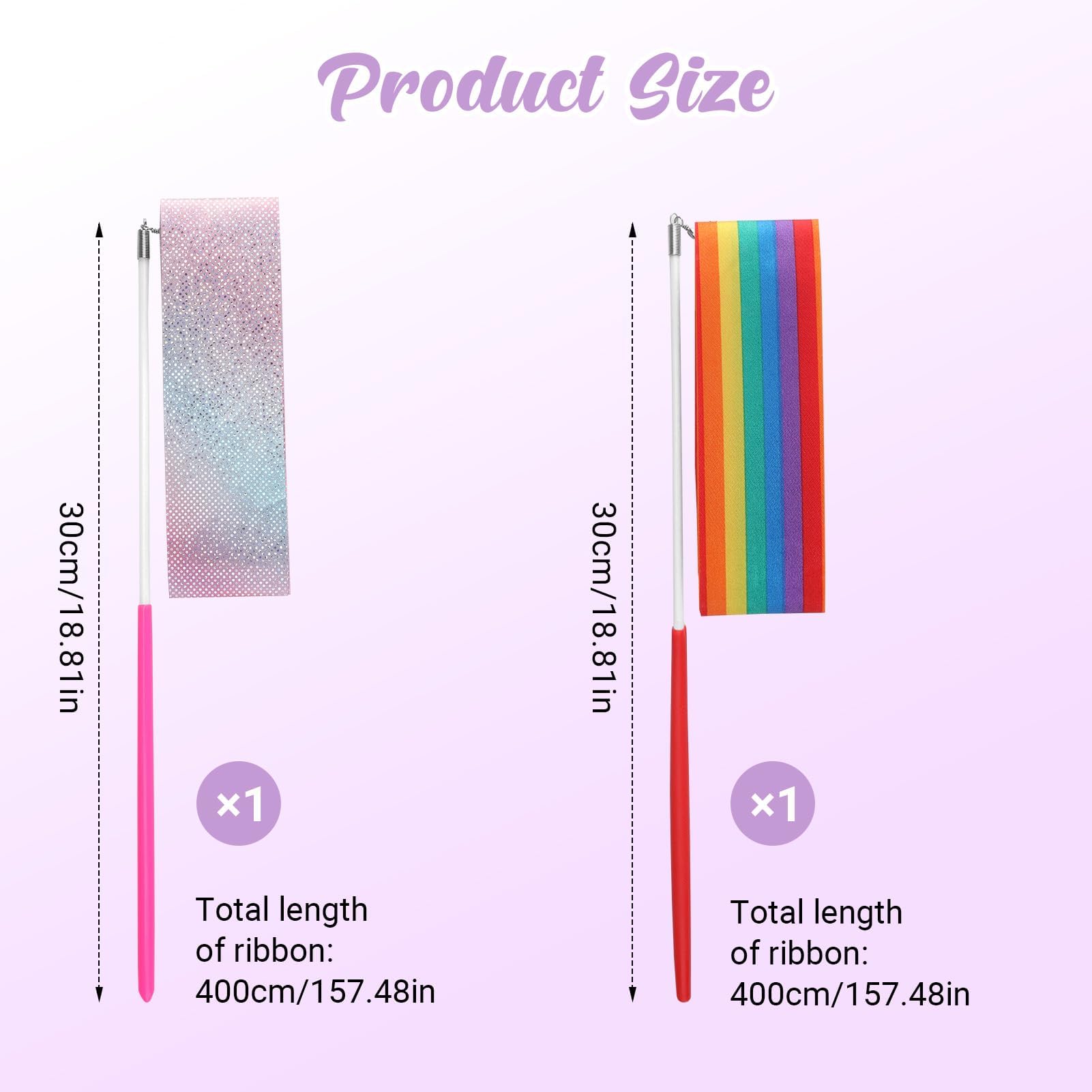 2 Piezas Cintas de Baile, 4M Cintas de Danza Cinta de Gimnasia Cinta Gimnasia Rítmica Niña Cintas de Ballet para Gimnasia de Baile Artístico Ballet Espectáculos de Carnaval de Circo Bastón - 3