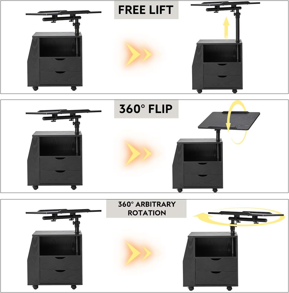 Buy EROMMY Bedside Table Height Adjustable End Table,Wooden Nightstand