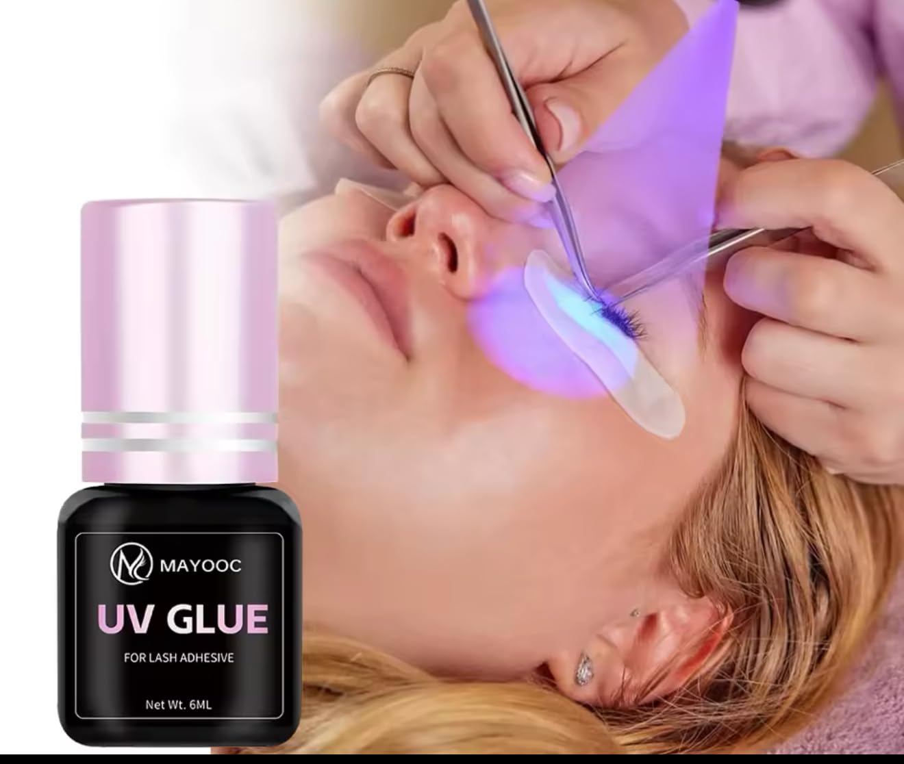 Mayooc Wimpernkleber, 5 ml, Transporante, Trockenzeit 3 Sekunden, UV-Kleber für Wimpernverlängerung, Korea-Formel
