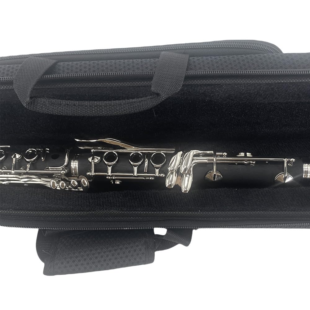 Borsa per clarinetto in Sib in nylon nero con custodia per accessori, leggera e resistente, con manico e tracolla, custodia protettiva per musicisti