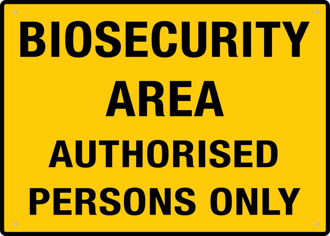 Biosecurity Area Authorized Persons Only Aluminum Metal Sign 12"x8" Pre-Drilled Holes For Easy Mounting Indoor/Outdoor Use - Fence/Door/Gate