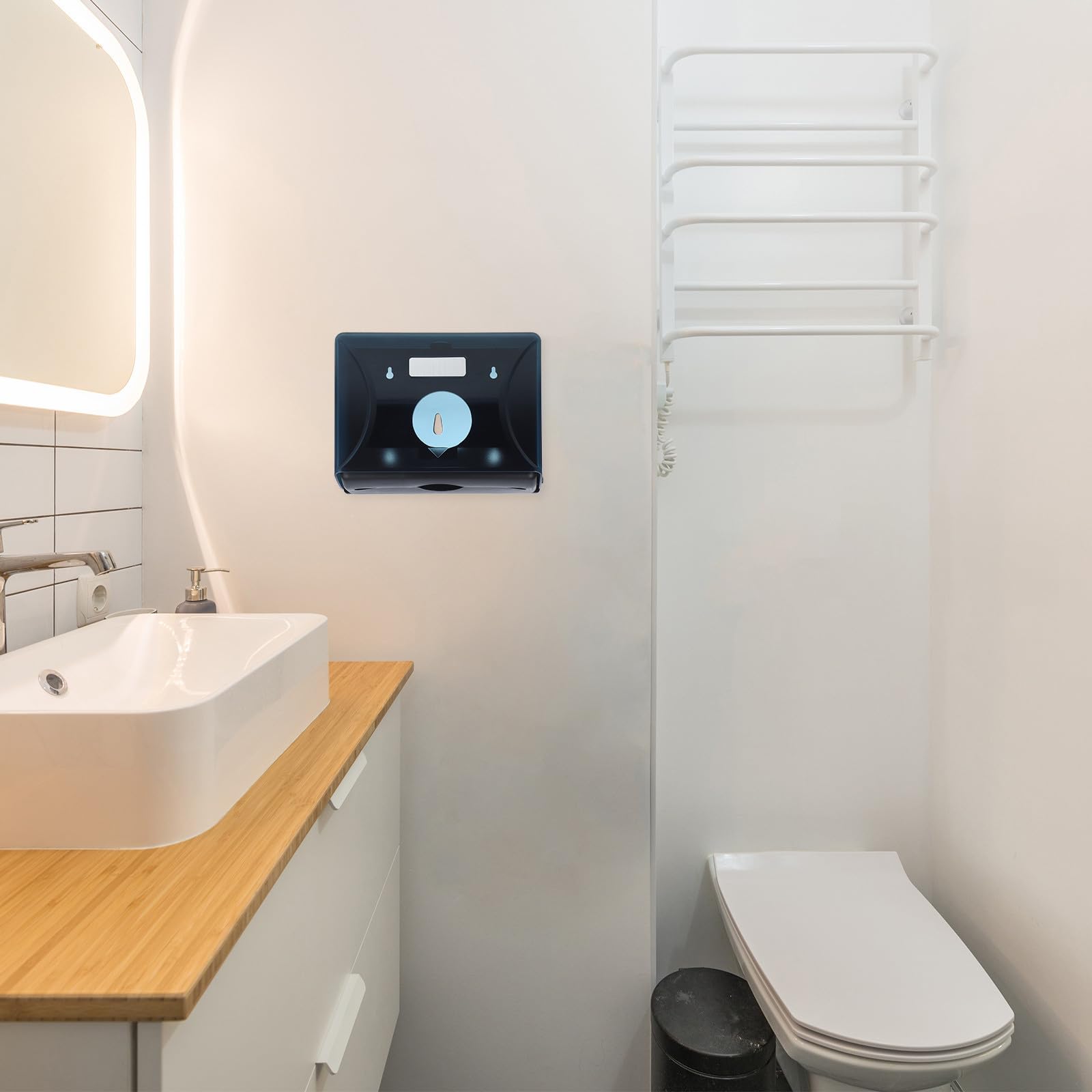 Dispensador de Toallas de Papel Comercial de Plástico Gran Capacidad y Diseño Montado en Pared para Baño y Cocina