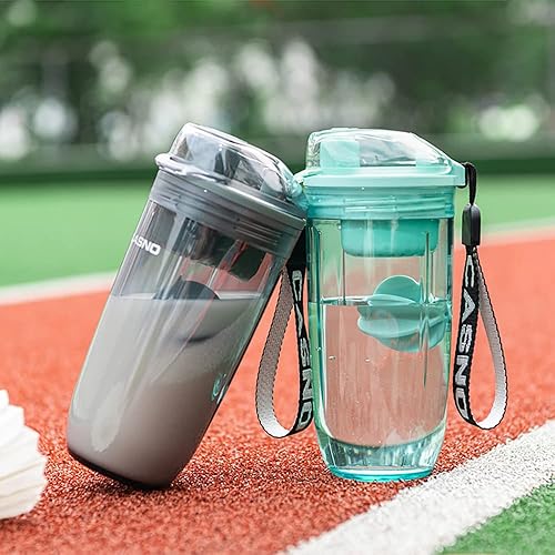 Miniatura 2 de Botella mezcladora de proteínas para gimnasio, botellas mezcladoras para mezclas de proteínas, taza agitadora Soylent con bola batidora, correa de