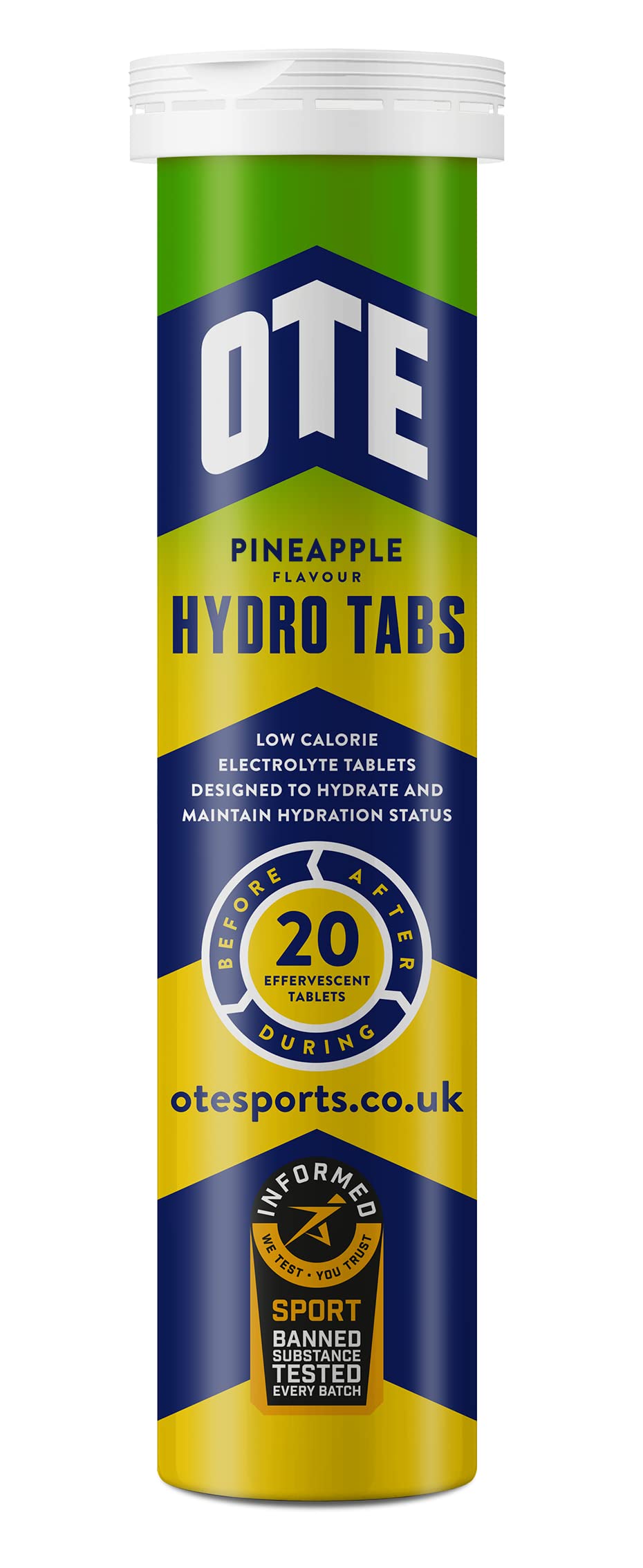 – OTE Hydration – Electrolyte Salt Tablets for Runners & Cyclists – Rehydration for Endurance Sport – Tube of 20 (Pineapple, Single Tube)
