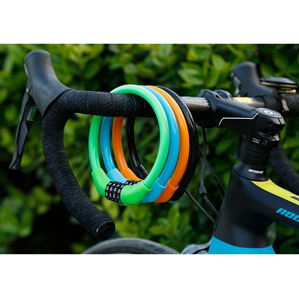 Lucchetto per bicicletta, con combinazione a 4 bit, adatto per biciclette, lucchetto crittografico, cavo in acciaio antifurto per lucchetto nero