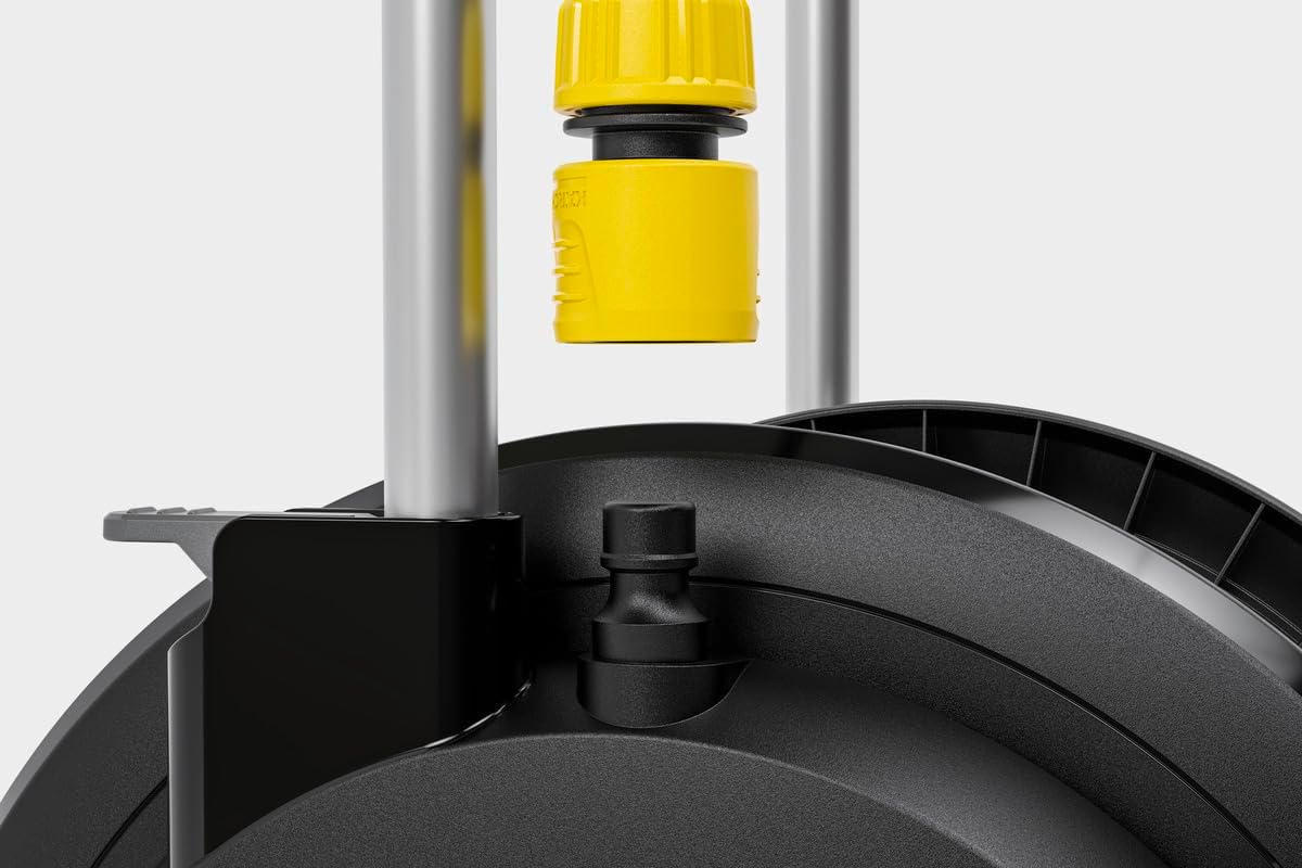 Kärcher HT 3.20 Compact and Movable Hose Trolley with Extra Wide Base, Height-Adjustable Handle, Includes Syringe Holder, 20 m Kärcher Hose and Watering Accessories, Black