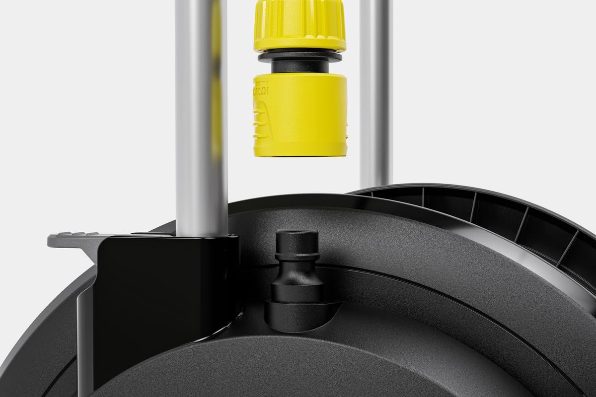 Kärcher Carro de Manguera HT 3.20 Compacto y móvil con Base Extra Ancha, Mango de Altura Ajustable, Incluye Soporte para jeringas, Manguera Karcher de 20 m y Accesorios de riego, Color Negro