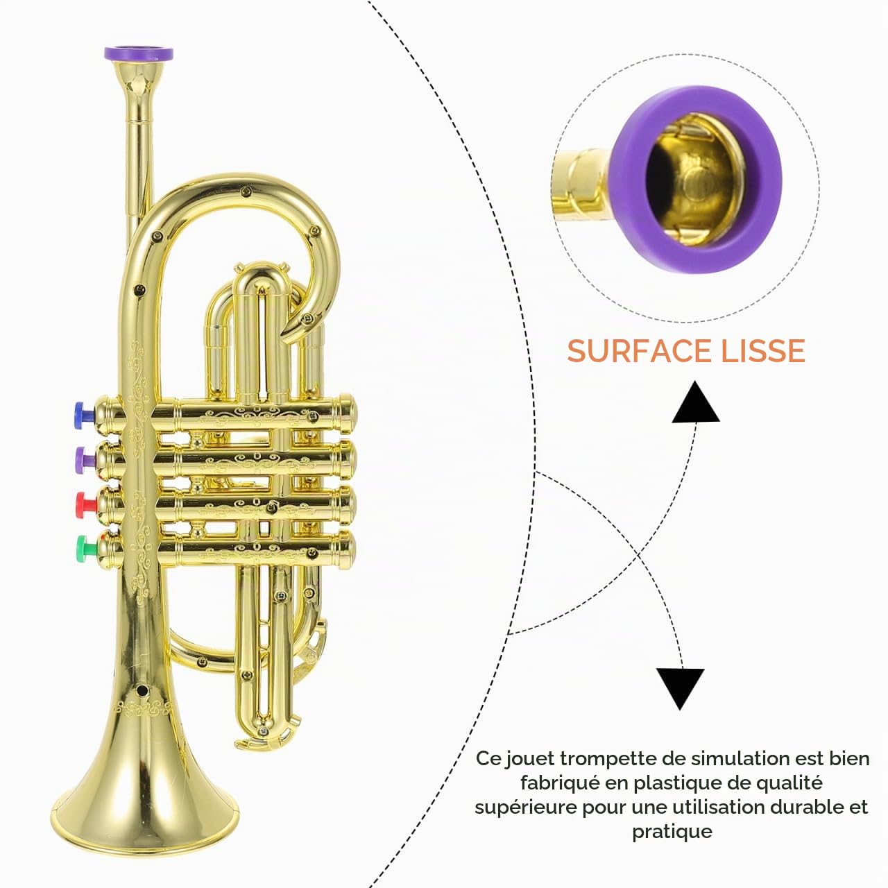 Jouet Trompette Enfants À Quatre Tons Instrument Musical Simulation En Plastique 14.17In Pour Éducation Musicale Et Développement Créatif
