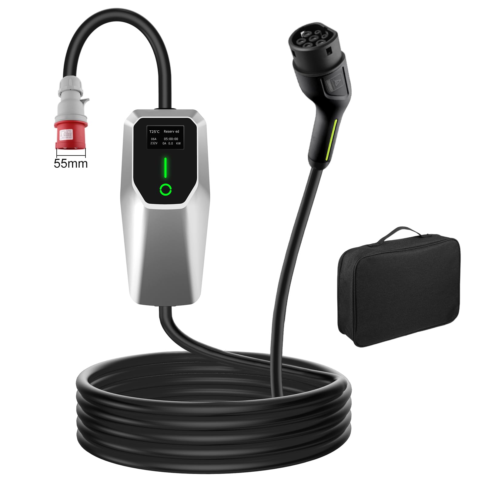 Junsun Typ 2 Ladekabel, 11kW, 16A, 6m, IP65, tragbare Wallbox