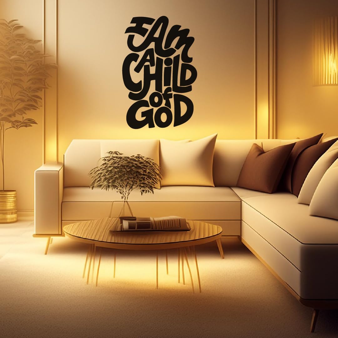 Large - I Am a Child of God Wall Decal for Church, Christian Schools, Youth Centers, Hospitals, Faith Based Wall Art, Durable Vinyl - Black 36” Wide x 53” Tall (Vinyl Decal)