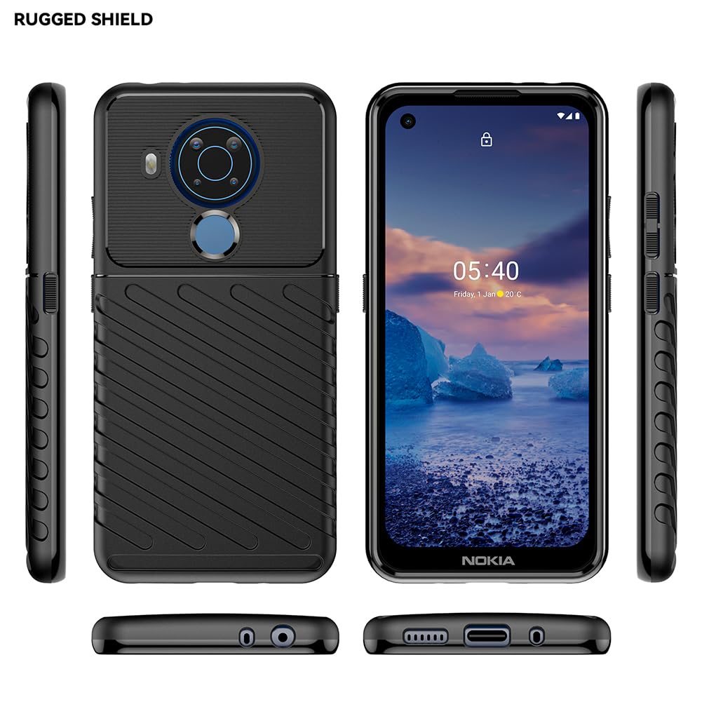 Custodia Silicone + Vetro Temperato Per Nokia 5.4 - Cover Sottile Antiurto, Trasparente