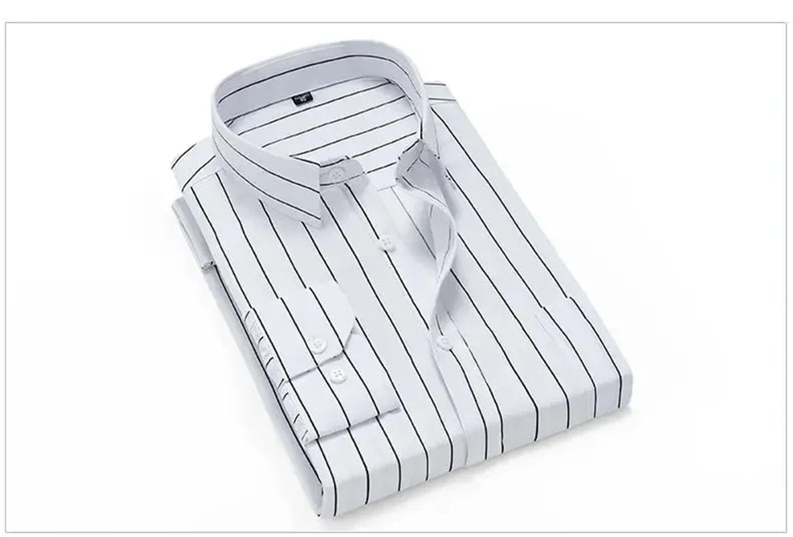 Camicia da uomo slim fit a righe casual da lavoro leggera sottile a maniche lunghe camicie
