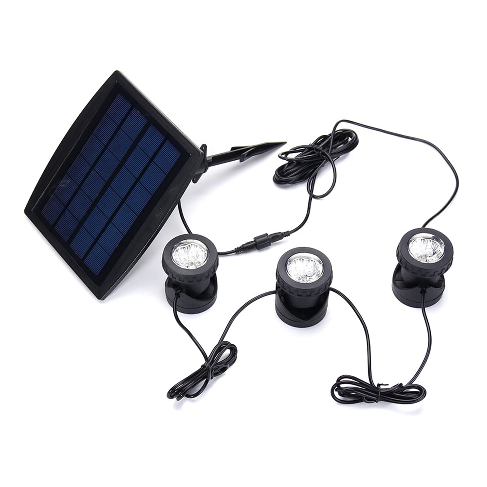 Oświetlenie basenowe LED, 1 zestaw 18. DOPROWADZIŁO Słoneczne zasilane z 3 lampami Lampki projekcyjne Podwodne światła do ogrodu basenu Pond na zewnątrz do stawów(Cold White)