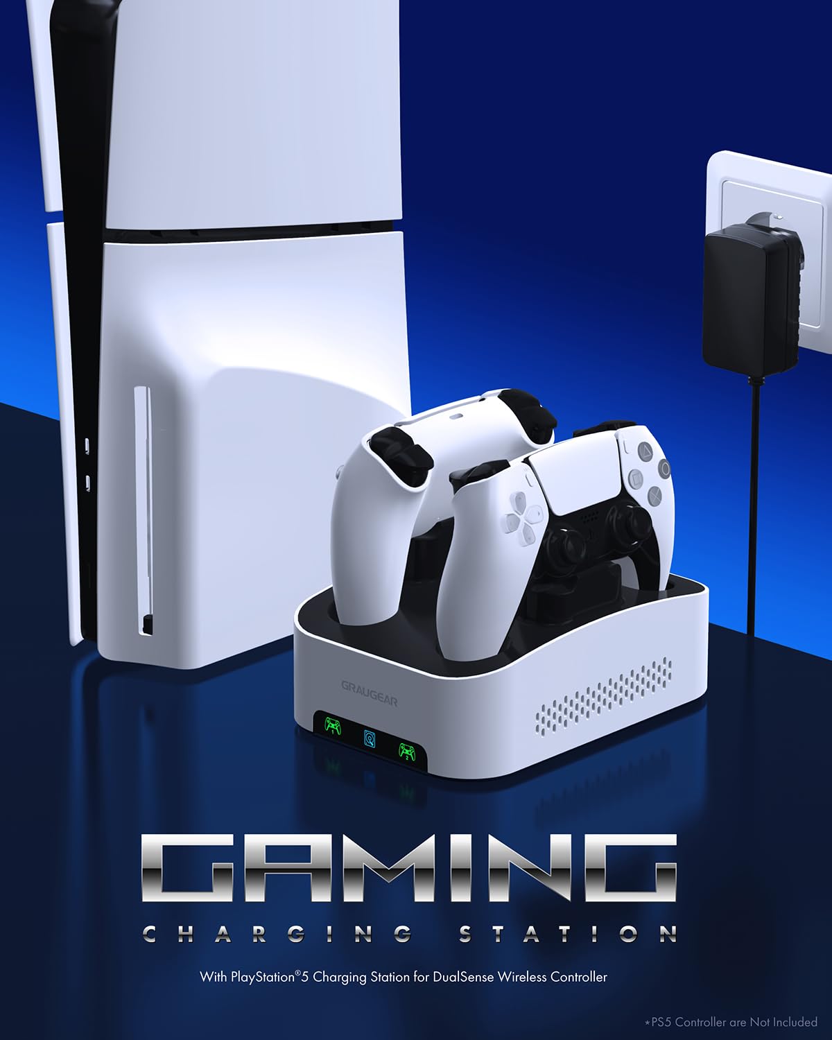 GRAUGEAR HDD Esterno 8TB per PS5 e Slim con Stazione di Ricarica DualSense, Disco Rigido USB-C 3.5 Pollici, Compatibilità Edge Controller