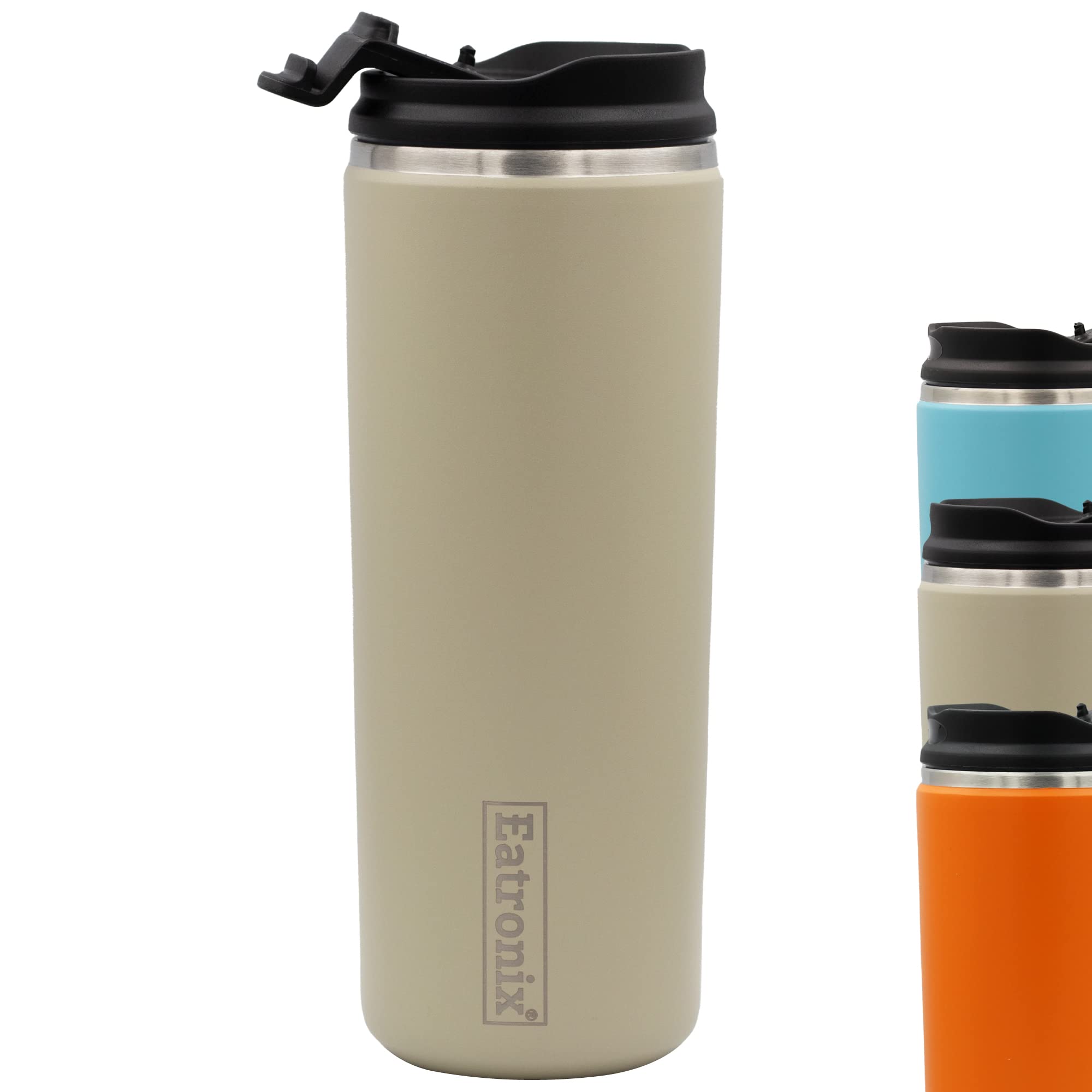 16oz Insulated Coffee Mug - Vacuum Insulated Double Walls, Keeps Drinks Hot/Cold for 6/10 Hours, Stylish Easy-to-Sip Lid, Lightweight 300g, Ideal for Travel - Coffee Cup, Tumbler, Travel Mug (Beige)
