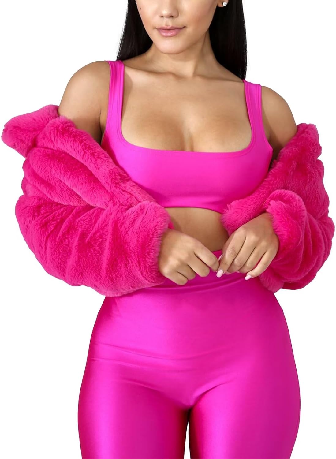 JURIS Ladies Fur Coats Fur Coat - A Stylish Winter Essential Faux Fur Cardigan Short Jacket Women's Plush Jacket - Image 3