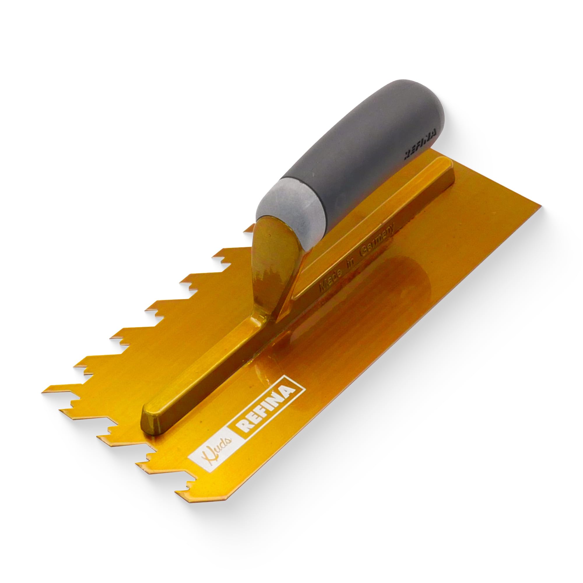 Refina NotchTile Gold Adhesive Spreading Notched Tiling Trowel Right Handed 11" (280mm) with 12mm Notches - 2022812R
