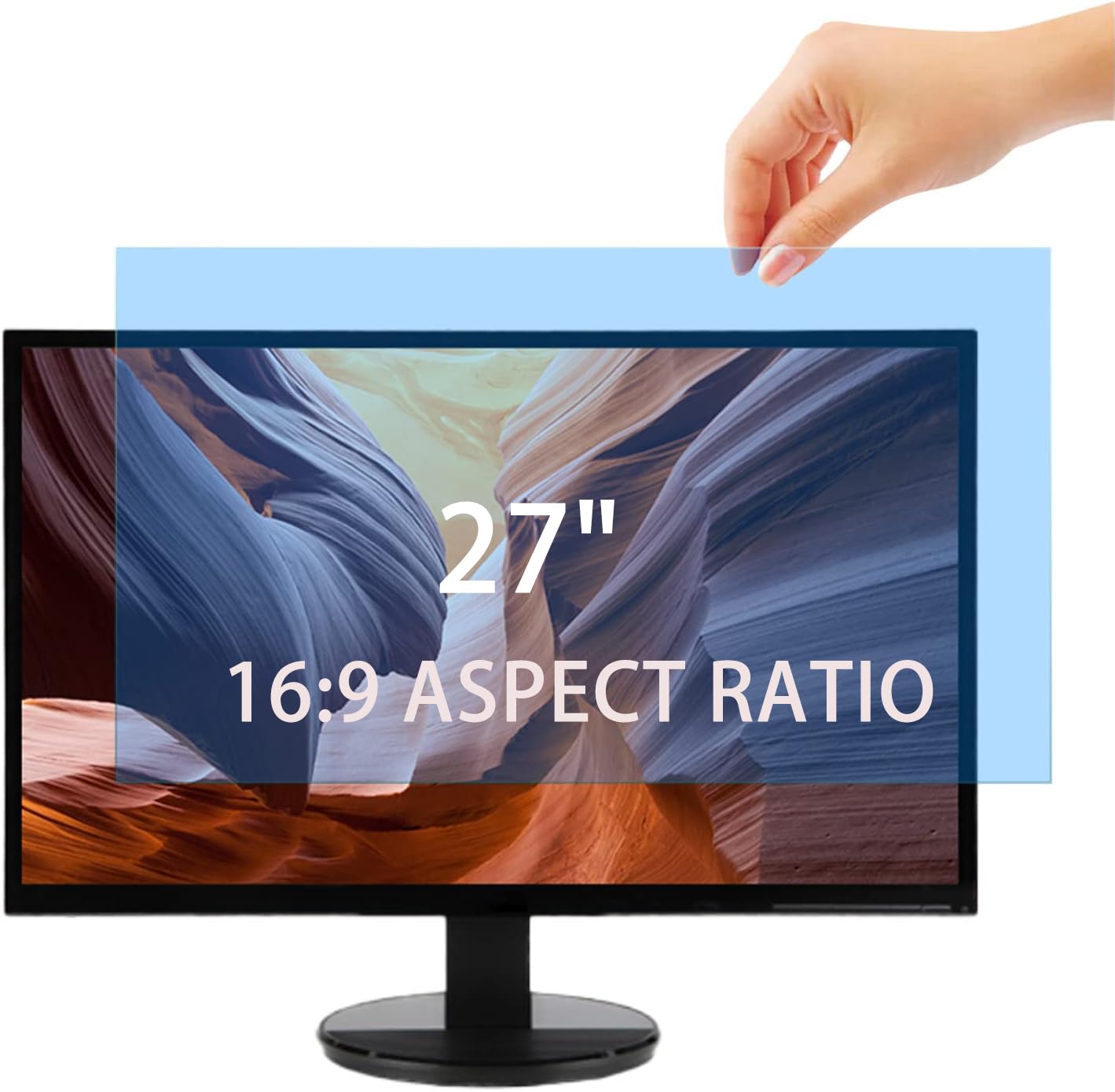 Protector de pantalla extraíble de 27 pulgadas con bloqueo de luz azul, película antideslumbrante, protector de pantalla anti-UV para monitor de escritorio de 27" 16:9