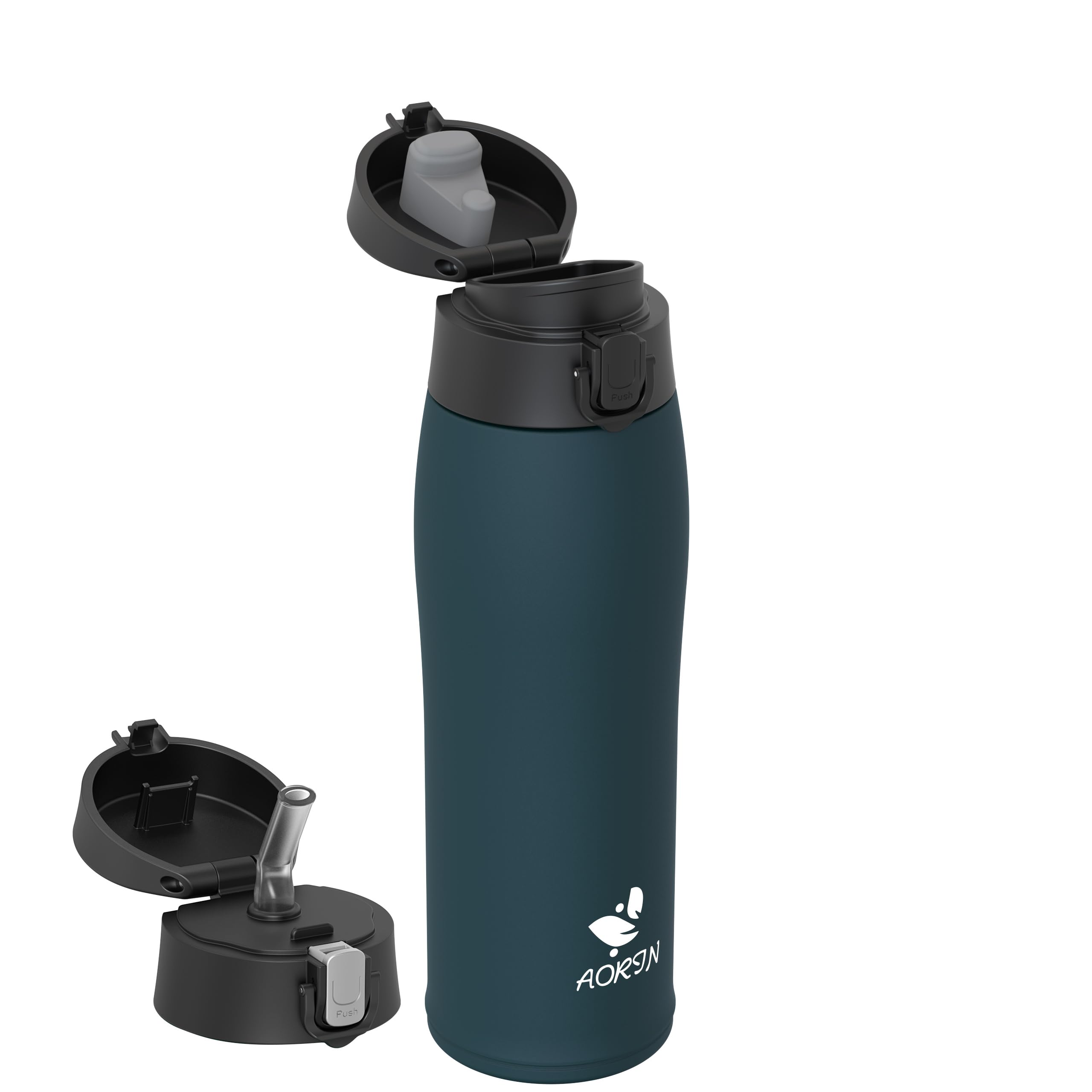 AORIN Botella Agua Acero Inoxidable 18/8 con 2 Tapas, 500ml Botella Agua Niños, Botella Térmica Anti-Fugas, Botella Gimnasio, Termo sin BPA para Deportes, Exterior, Viajes y Escuela — view 25