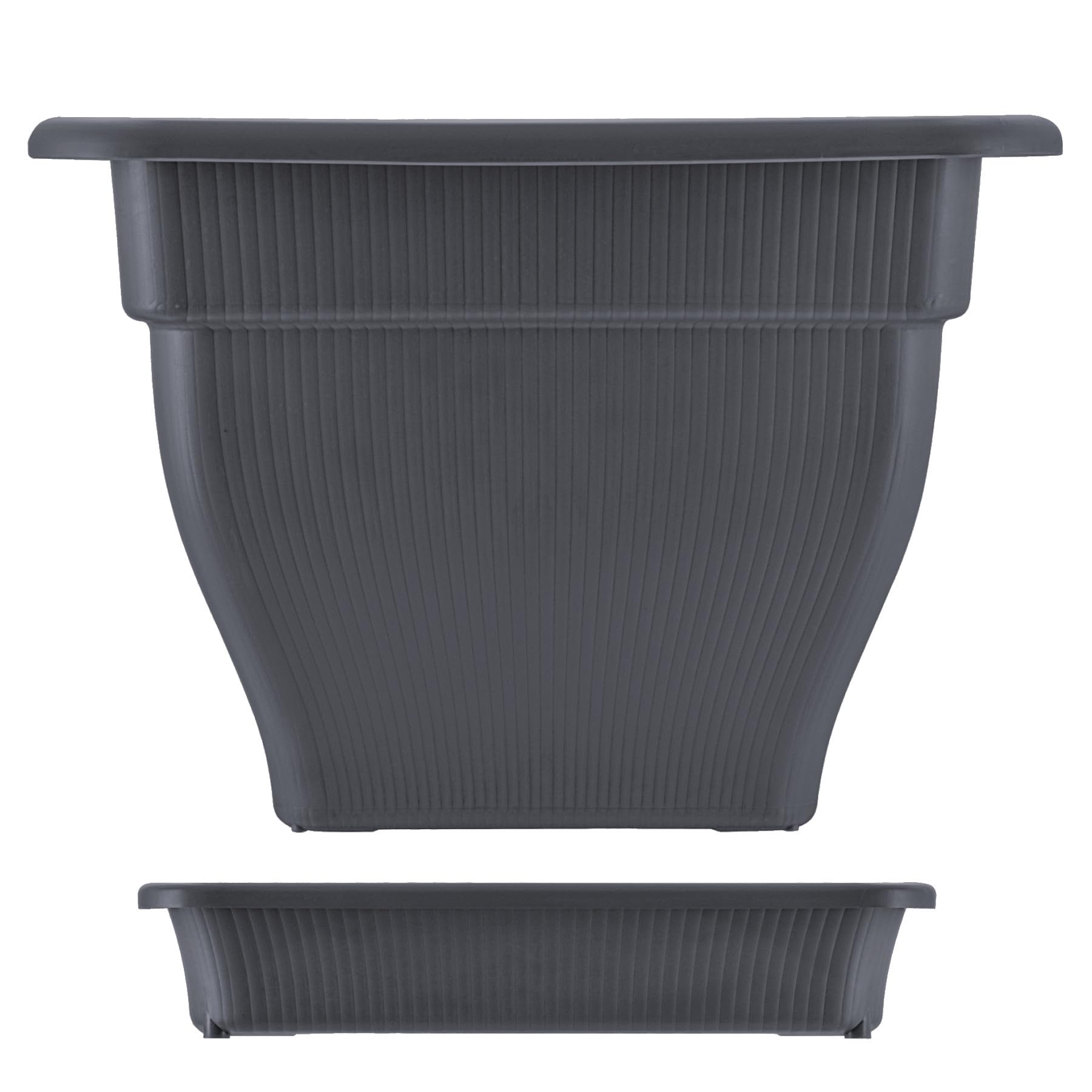 Pflanzkübel XL 48x48 cm Anthrazit 3er Set Wasserspeicher 30 L Blumentopf | BURI Untersetzer Made in DE aus robustem Kunststoff, UV-stabil und frostsicher für Pflanzkästen im Außenbereich