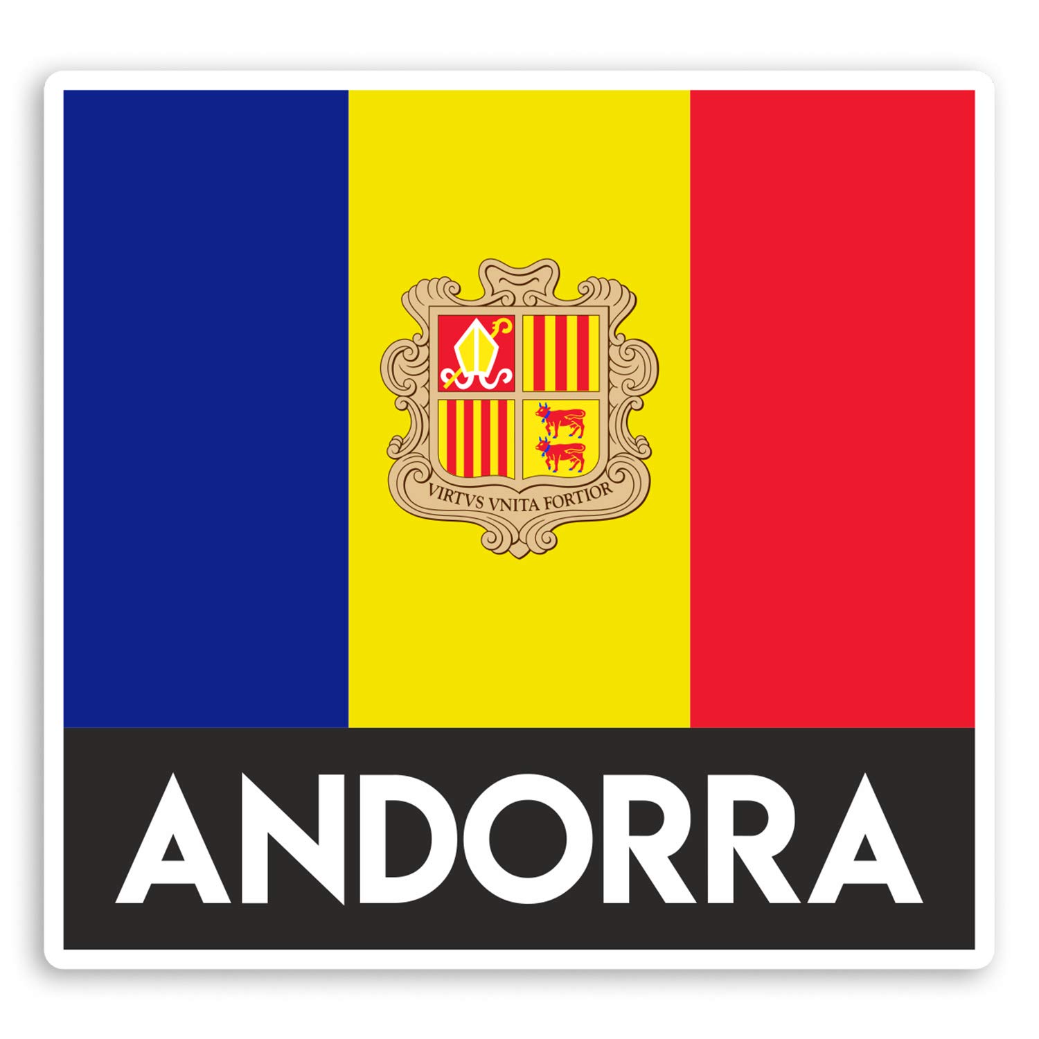 Destination Vinyl Ltd Multi 2 X 10Cm Andorra Flag Vinyl Stickers - Travel Luggage Sticker #31952 (10Cm Wide)