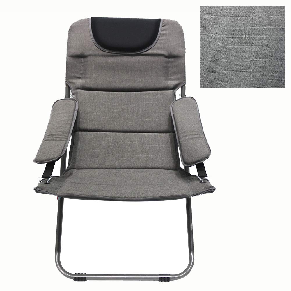 Homecall Chaise de camping pliable et rembourrée à dossier réglable (Gris)